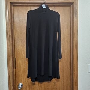 Norma Kamali Black Long Sleeve Turtleneck Dress To Knee Size Small